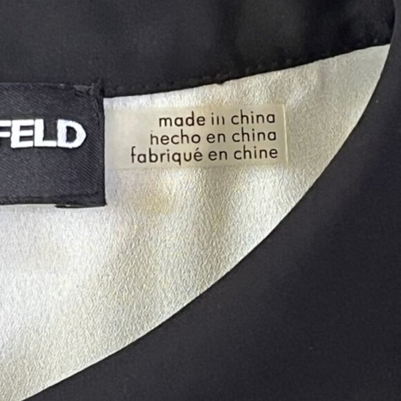 Karl Lagerfeld NWOT Black Lace Overlay White Sleeveless Button Down Shirt Medium - Picture 9 of 13